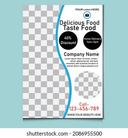 Diseño de vectores de volante de comida y restaurante 