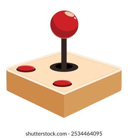 Este es un joystick de juego de arcade retro con Botones rojos que está controlando un juego