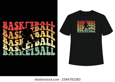 This retro design features the word basketball multiple times combined with the silhouette of a basketball player. Show everyone your passion for basketball.