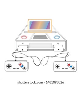 This is a retro games console clip art outlines