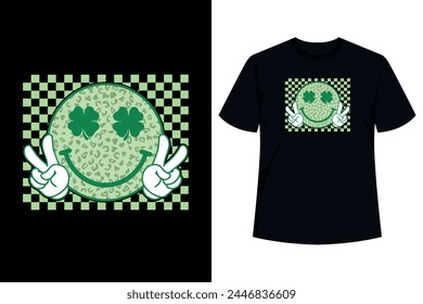 Este retro Groovy St Patricks Day Hippie Smile Face Shamrock Camisa como un día de Patrick regalos para sus niños, niñas, niños, mujeres! Mostrar Amor usando este divertido conjunto de amor de corazón rojo de San Patricio 