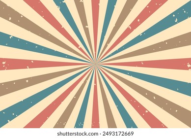 This retro sunburst background features vintage rays and bright colors. Ideal for posters, banners, and summer themes, it combines geometric patterns with sunny yellow and orange hues for a vibrant.