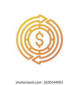 This return icon is designed in a sleek, minimalist outline style—ideal for use in e-commerce interfaces, finance dashboards, logistics systems, and app UIs
