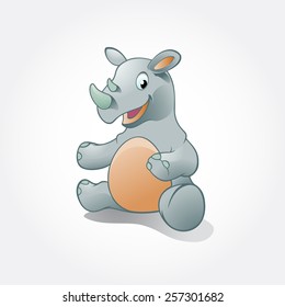 This is a Rhino baby cartoon character. Vector illustration of Rhino baby animal.