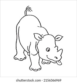 This Rhinoceros Vector Line Art Outline Stock Vector (Royalty Free ...