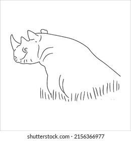 this is a Rhinoceros vector line art and outline drawing,black and white art illustration