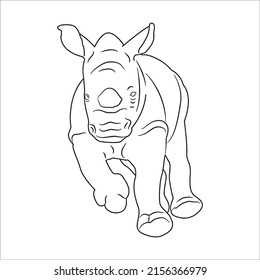 this is a Rhinoceros vector line art and outline drawing,black and white art illustration