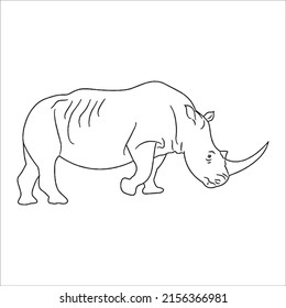 this is a Rhinoceros vector line art and outline drawing,black and white art illustration