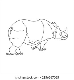 this is a Rhinoceros vector line art and outline drawing,black and white art illustration