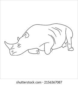 this is a Rhinoceros vector line art and outline drawing,black and white art illustration