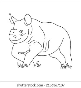 this is a Rhinoceros vector line art and outline drawing,black and white art illustration