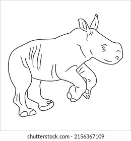 this is a Rhinoceros vector line art and outline drawing,black and white art illustration