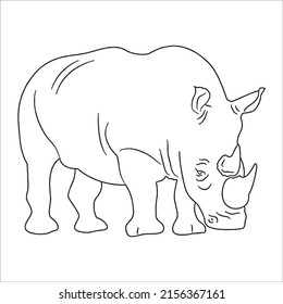 this is a Rhinoceros vector line art and outline drawing,black and white art illustration