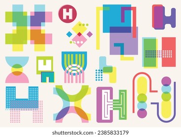 This is Risograph Stock Design, Inspired by letter H combination concept. Colorful and Cool design in Vector design.