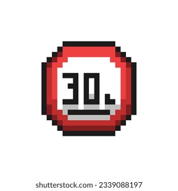 this is road sign icon in pixel art with black, red color and white background this item good for presentations,stickers, icons, t shirt design,game asset,logo and your project.