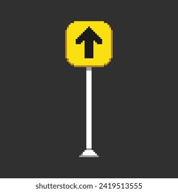this road symbol in pixel art with simple color and black background ,this item good for presentations, stickers, icons, t shirt design,game asset,logo and your project.
