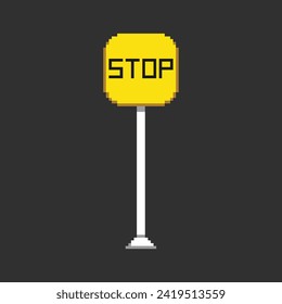 this road symbol in pixel art with simple color and black background ,this item good for presentations, stickers, icons, t shirt design,game asset,logo and your project.