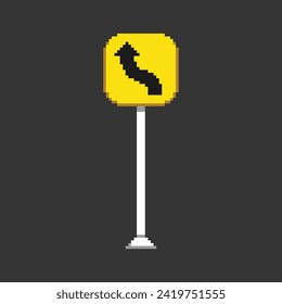 this road symbol in pixel art with simple color and black background ,this item good for presentations, stickers, icons, t shirt design,game asset,logo and your project.