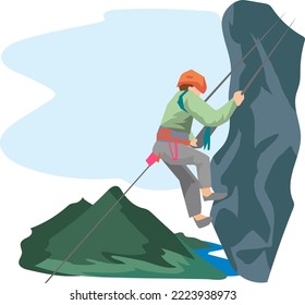 this is a rock climbing man vector illustration