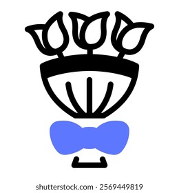 This Roses bucket icon is suitable for Valentine, Wedding, Romance, etc.