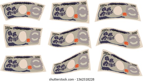 This is a rough sketch of the back of a deformed Japanese 5000 yen bill.