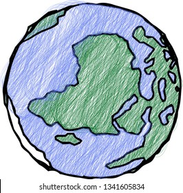 This is a rough sketch of the picture book style earth.