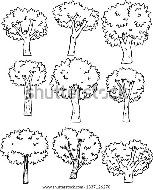 This Rough Sketch Trees Stock Vector (Royalty Free) 1337126270 ...