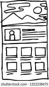 This is a rough sketch of the website mockup.
