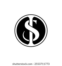 This is a round emblem logo design of a monogram SI or IS in classic Latin serif style in black color on a white background