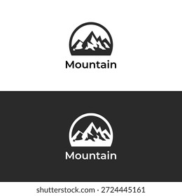 Este diseño de logotipo de insignia de montaña redonda muestra picos minimalistas dentro de un círculo. Ideal para senderismo, camping y negocios ecológicos que buscan una identidad al aire libre limpia y atemporal.