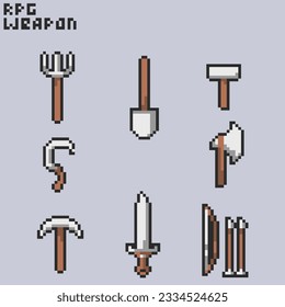 este es el icono del equipo rpg en el arte de píxeles con color sencillo y fondo púrpura este elemento es bueno para presentaciones, pegatinas, iconos, diseño de camisetas, activo de juego, logotipo y su proyecto.
