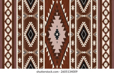 This rug capet  geometric  pattern with rich brown and beige tones. Inspired by Native American motifs, it’s perfect for bohemian and rustic decor.