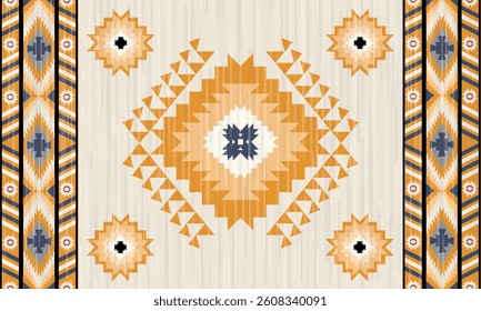 This rug capet  geometric  pattern with yellow and beige tones. Inspired by Native American motifs, it’s perfect for bohemian and rustic decor.
