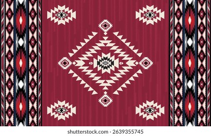This rug capet  geometric  pattern with red and beige tones. Inspired by Native American motifs, it’s perfect for bohemian, arabian  and rustic decor.