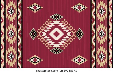 This rug capet  geometric  pattern with red, gold, and beige tones. Inspired by Native American motifs, it’s perfect for bohemian, arabian  and rustic decor.
