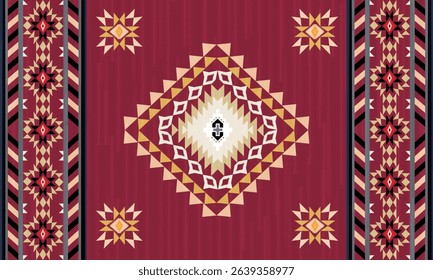 This rug capet  geometric  pattern with red, gold, and beige tones. Inspired by Native American motifs, it’s perfect for bohemian, arabian  and rustic decor.