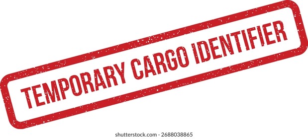 Este carimbo vermelho rústico indica um ID de carga provisório, ideal para a gestão da cadeia de suprimentos e documentação logística.