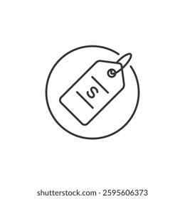This S tag icon emphasizes size categorization in commerce, featuring a minimalist design to highlight tailored products and attract precise customer interest