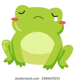 This sad green frog illustration is suitable for cute frog stickers etc