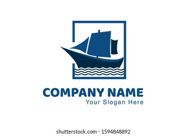 This is a sailing boat logo, in blue and white. This logo can be used for companies, brochures, websites, mugs, stickers, and posters.
