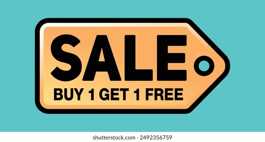 This sale sign promotes a "Buy 1 Get 1 Free" offer, perfect for attracting customers to special promotions and discounts.