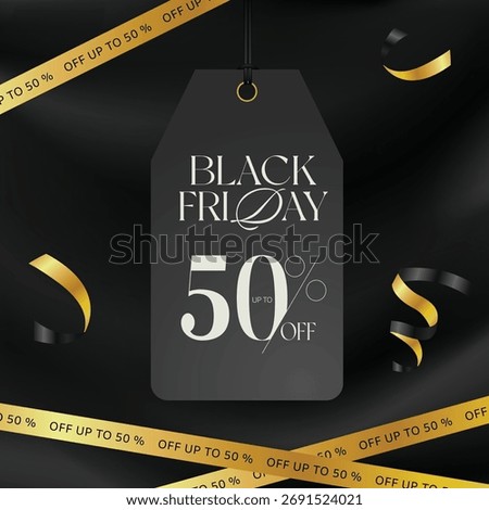 This is a sale template designed with a black label and black tones.