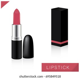 This is sample ads, luxury pink nude lipstick and package mock up on white background. 