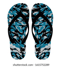 This is a sandal with a 2 color army pattern design