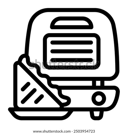 This Sandwich Maker icon is suitable for kitchen appliance, kitchen, cookware, etc.