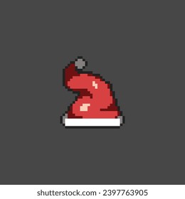este es el icono santa hat en el arte de píxeles con color sencillo y fondo negro, este elemento es bueno para presentaciones, pegatinas, iconos, diseño de camisetas, activos de juego, logotipo y su proyecto.