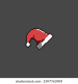 this is santa hat icon in pixel art with simple color and black background ,this item good for presentations,stickers, icons, t shirt design,game asset,logo and your project.