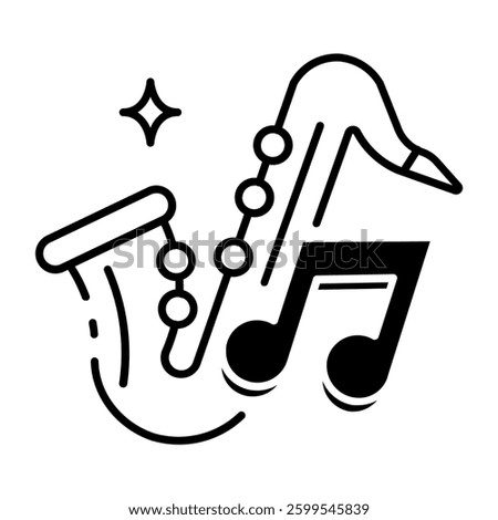 This Saxophone icon is suitable for Audio, Music, etc