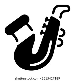 Dieses Saxophon-Symbol eignet sich für Musik, Musikinstrument, Unterhaltung und Multimedia, etc.