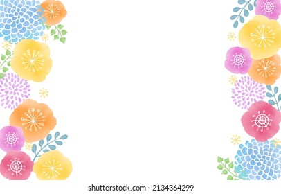 This is a Scandinavian style watercolor flower frame.Other variations are also available.Vector data is easy to edit.